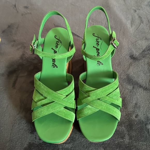 Free People Lisbon MJ Platform in Green Goddess size 39.5 - Picture 3 of 4